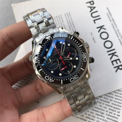 Replica Seamaster Japan Quartz Chronograph Movement Mens Watch Black Dial Stainless Steel E88