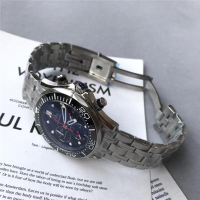 Replica Seamaster Japan Quartz Chronograph Movement Mens Watch Black Dial Stainless Steel E88