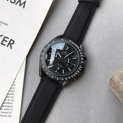 Replica Speedmaster A21j Automatic Movement Mens Watch Black Dial Leather Strap E89