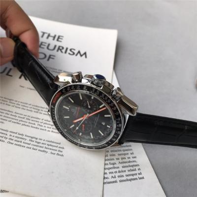 Replica Speedmaster A21j Automatic Movement Mens Watch Black Dial Leather Strap E89