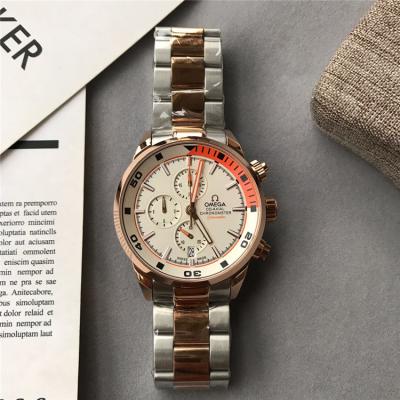 Replica Specialities Japan VK Quartz Chronograph Mens Watch White White Dial Leather Strap E92