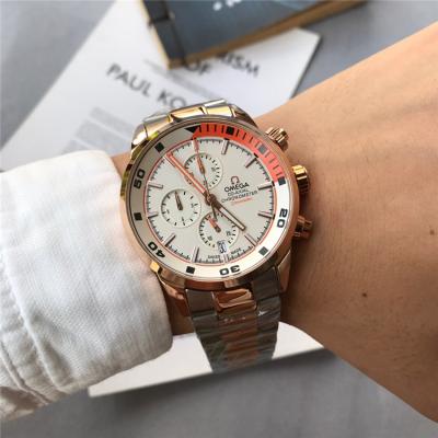 Replica Specialities Japan VK Quartz Chronograph Mens Watch White White Dial Leather Strap E92