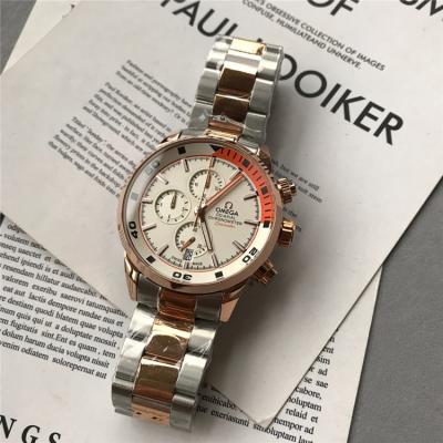 Replica Specialities Japan VK Quartz Chronograph Mens Watch White White Dial Leather Strap E92