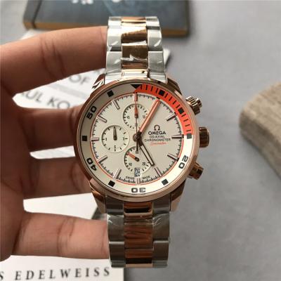 Replica Specialities Japan VK Quartz Chronograph Mens Watch White White Dial Leather Strap E92