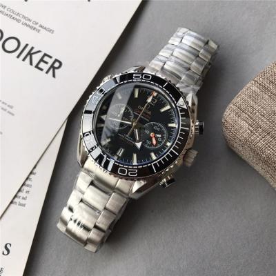 Replica Seamaster Japan Quartz Chronograph Movement Mens Watch White Dial Stainless Steel A E94