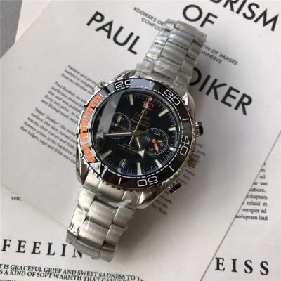 Replica Seamaster Japan Quartz Chronograph Movement Mens Watch White Dial Stainless Steel A E94