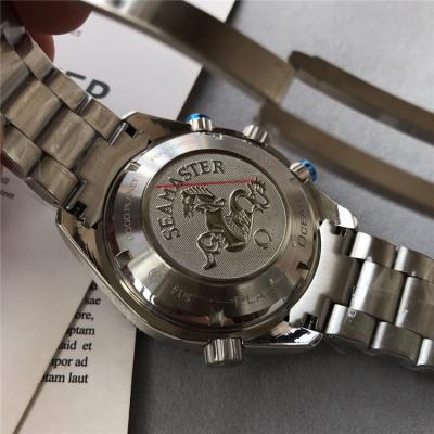 Replica Seamaster Japan Quartz Chronograph Movement Mens Watch White Dial Stainless Steel A E94