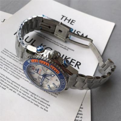 Replica Seamaster Japan Quartz Chronograph Movement Mens Watch White Dial Stainless Steel A E94