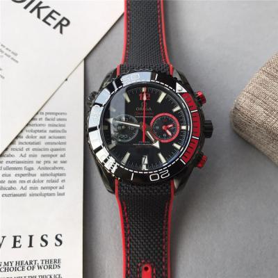 Replica Seamaster Japan Quartz Chronograph Movement Mens Watch Black Dial Rubber Strap B E94