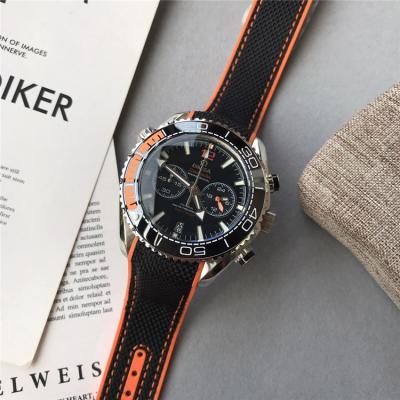 Replica Seamaster Japan Quartz Chronograph Movement Mens Watch Black Dial Rubber Strap B E94