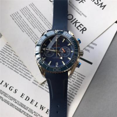 Replica Seamaster Japan Quartz Chronograph Movement Mens Watch Black Dial Rubber Strap B E94