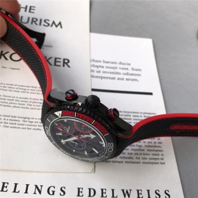 Replica Seamaster Japan Quartz Chronograph Movement Mens Watch Black Dial Rubber Strap B E94