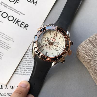 Replica Seamaster Japan Quartz Chronograph Movement Mens Watch Blcak Dial Two Tone Rose Gold C E94