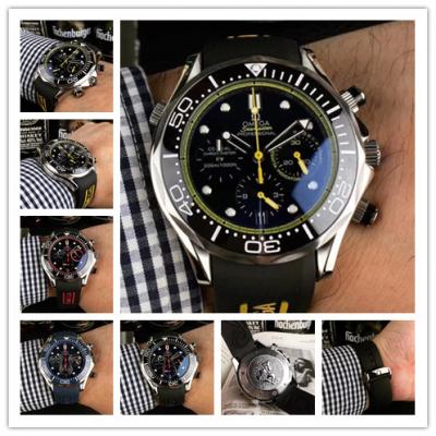 Replica Seamaster Japan VK Quartz Chronograph Movement Mens Watch Black Dial Rubber Strap E111