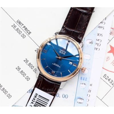 Replica De Ville Japan Miyota 8215 Automatic Movement Mens Watch Blue Dial Leather Strap A E118