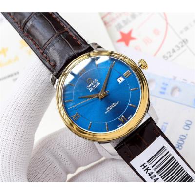 Replica De Ville Japan Miyota 8215 Automatic Movement Mens Watch Blue Dial Leather Strap A E118