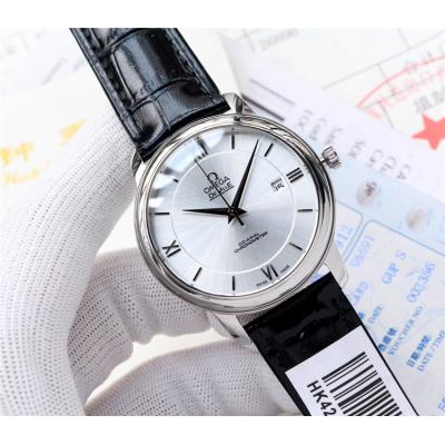 Replica De Ville Japan Miyota 8215 Automatic Movement Mens Watch White Dial Leather Strap B E118