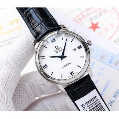 Replica De Ville Japan Miyota 8215 Automatic Movement Mens Watch White Dial Leather Strap B E118