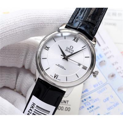 Replica De Ville Japan Miyota 8215 Automatic Movement Mens Watch White Dial Leather Strap B E118