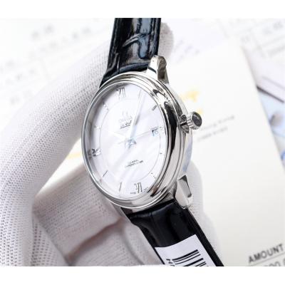 Replica De Ville Japan Miyota 8215 Automatic Movement Mens Watch White Dial Leather Strap B E118