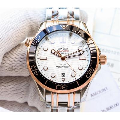 Replica Seamaster A21j Automatic Movement Mens Watch White Dial Two Tone Rose Gold E119