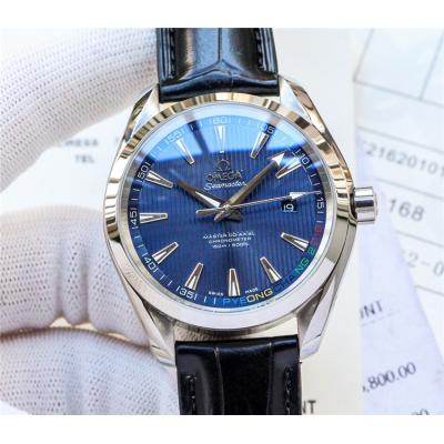 Replica Seamaster A21j Automatic Movement Mens Watch Blue Dial Leather Strap C E121