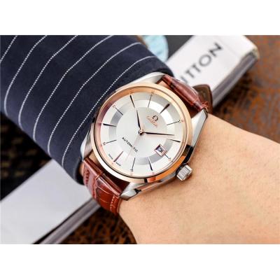 Replica De Ville A21j Automatic Movement Mens Watch Silver Dial Leather Strap B E126