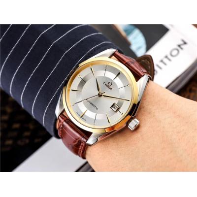 Replica De Ville A21j Automatic Movement Mens Watch Silver Dial Leather Strap B E126