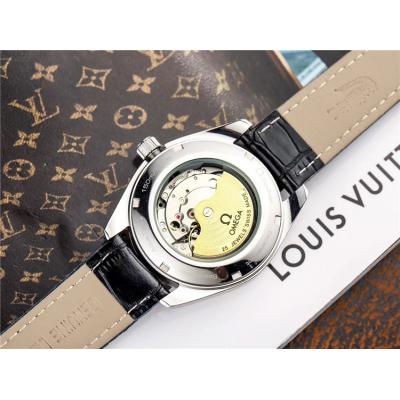 Replica De Ville A21j Automatic Movement Mens Watch Silver Dial Leather Strap B E126