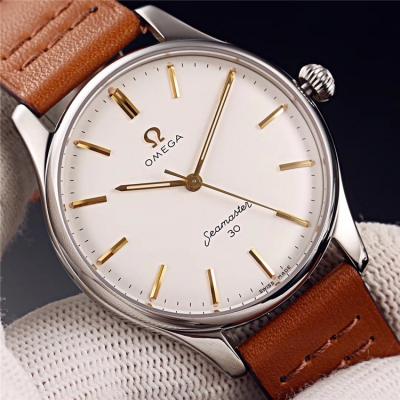 Replica Seamaster A21j Automatic Movement Mens Watch White Dial Leather Strap E128