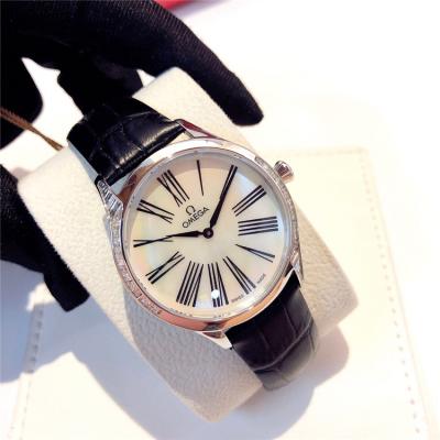 Replica De Ville Swiss Quartz Movement Womens Watch MOP Dial Diamonds Case Leather Strap A E132