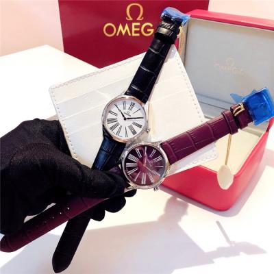 Replica De Ville Swiss Quartz Movement Womens Watch Purple Dial Diamonds Case Leather Strap C E132