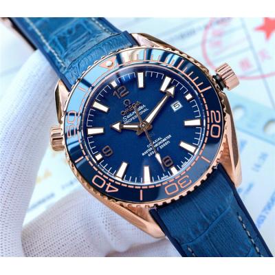 Replica Seamaster Japan Miyota 8215 Automatic Movement Mens Watch Blue Dial Leather Strap E133