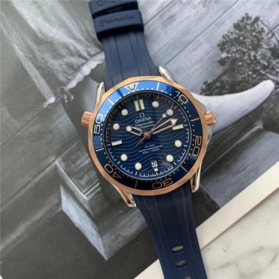 Replica Seamaster A21j Automatic Movement Mens Watch Black Dial Two Tone Rose Gold E166