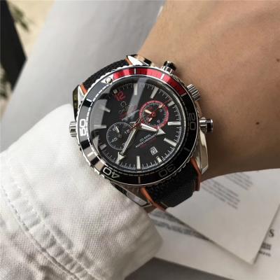 Replica Seamaster Japan Quartz Chronograph Movement Mens Watch Black Dial Nylon Strap A E181