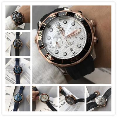 Replica Seamaster Japan Quartz Chronograph Movement Mens Watch White Dial Rubber Strap A E182