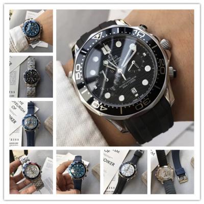 Replica Seamaster Japan Quartz Chronograph Movement Mens Watch Black Dial Rubber Strap C E182