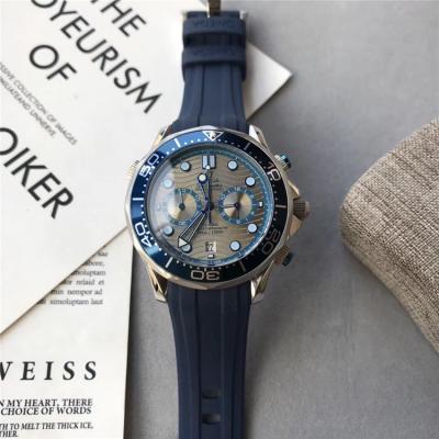 Replica Seamaster Japan Quartz Chronograph Movement Mens Watch Black Dial Rubber Strap C E182