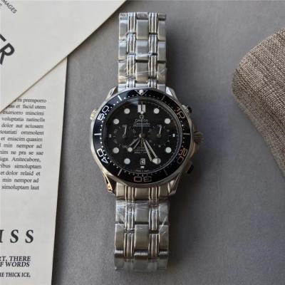 Replica Seamaster Japan Quartz Chronograph Movement Mens Watch Black Dial Rubber Strap C E182