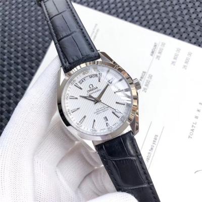 Replica Seamaster A21j Automatic Movement Mens Watch White Dial Leather Strap B E186