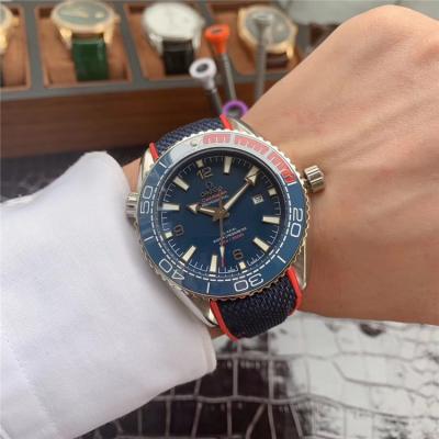 Replica Seamaster Japan Miyota 8215 Automatic Movement Mens Watch Blue Dial Leather Strap E188