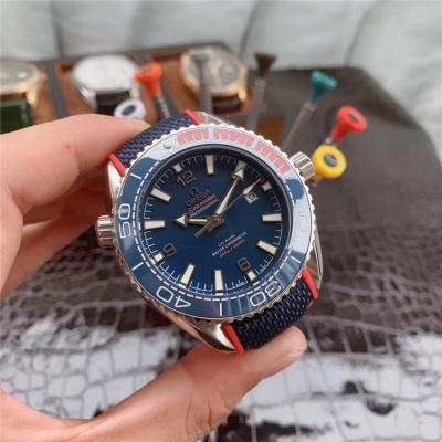 Replica Seamaster Japan Miyota 8215 Automatic Movement Mens Watch Blue Dial Leather Strap E188