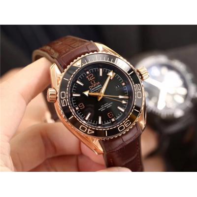 Replica Seamaster A2813 Automatic Movement Mens Watch Black Dial Leather Strap E189