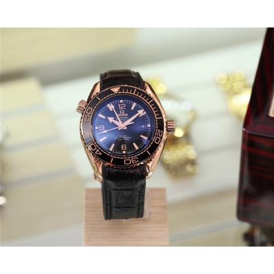 Replica Seamaster A2813 Automatic Movement Mens Watch Blue  Dial Leather Strap E192