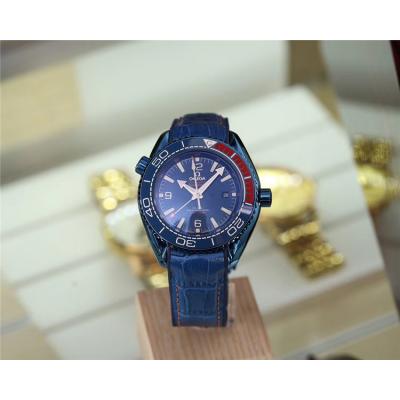 Replica Seamaster A2813 Automatic Movement Mens Watch Blue  Dial Leather Strap E192