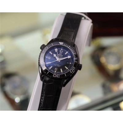 Replica Seamaster A2813 Automatic Movement Mens Watch Blue  Dial Leather Strap E192