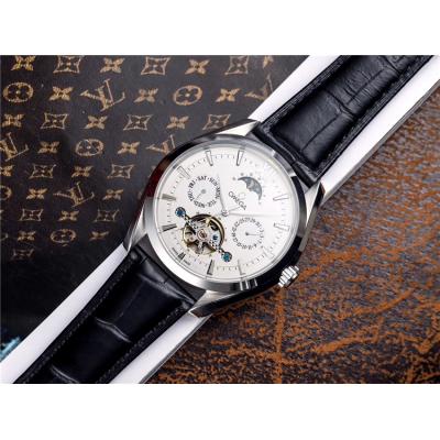 Replica Specialities A21j Automatic Movement Mens Watch White Tourbillon Dial Leather Strap E198