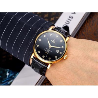 Replica Constellation A21j Automatic Movement Mens Watch White Dial Leather Strap A E199