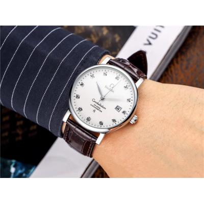 Replica Constellation A21j Automatic Movement Mens Watch White Dial Leather Strap A E199