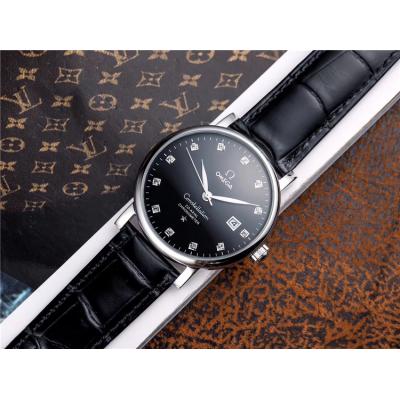 Replica Constellation A21j Automatic Movement Mens Watch White Dial Leather Strap A E199